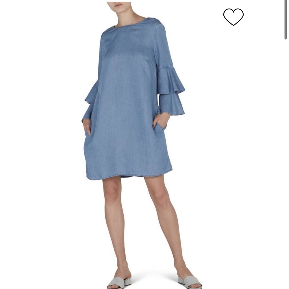 NWT Beach Lunch Lounge RUFFLE SLEEVE DRESS-denim, xsmall, fall, mini, boho